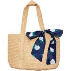 Draper James Straw Bag with Floral Scarf